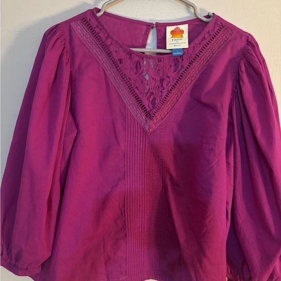 Anthropologie Rio Magenta Lace Accent Blouse - Picture 2 of 4